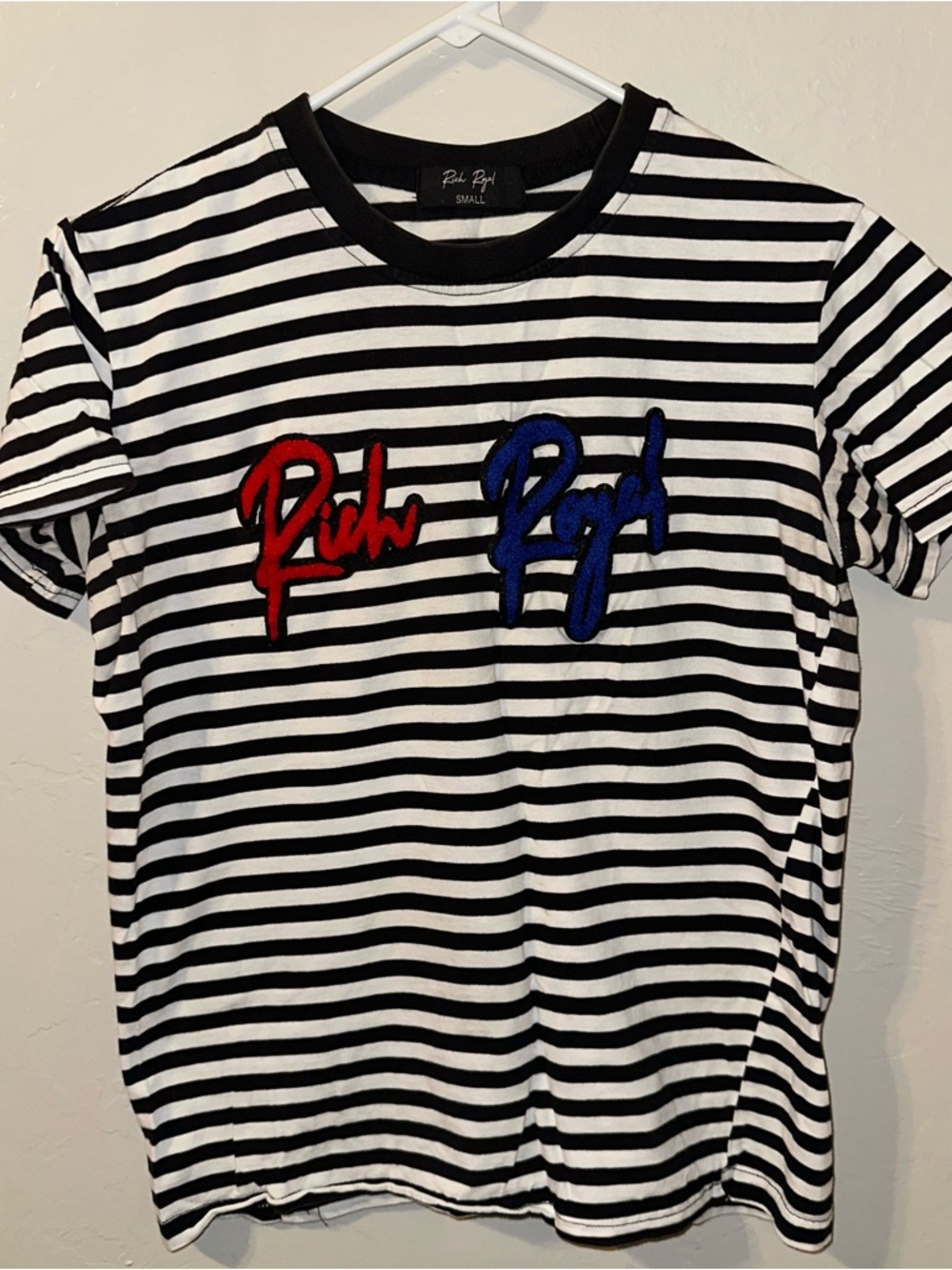 Men's Black & White Striped Long Sleeve Shirt - Small